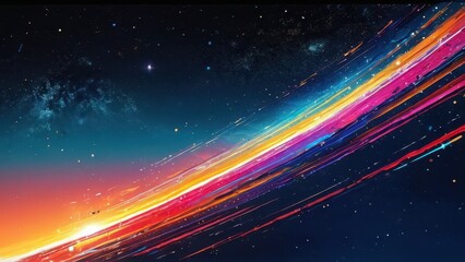 Abstract Night Sky with Colorful Lights.