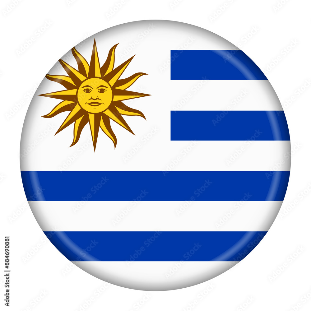 Poster uruguay flag button with clipping path