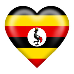Uganda flag heart button with clipping path