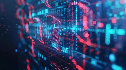 Obraz premium Abstract Tech Background Illuminating the Intersection of Biology and Informatics, Showcasing Computational Analysis, Genomic Sequencing, and Data Integration Driving Innovations in Healthcare which 