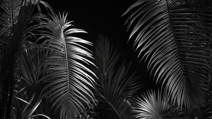 Black and White Palm Leaves.