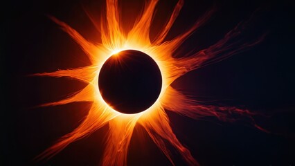 Solar Eclipse with Fiery Corona.