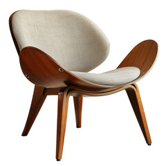 Mid-century Modern Chair Isolated on Transparent or White Background, PNG