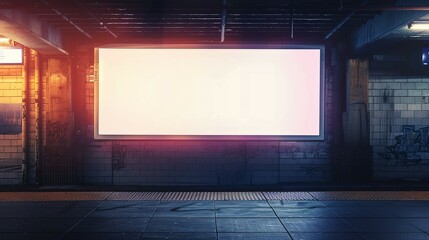 Empty Canvas Poster Displayed at Train Station