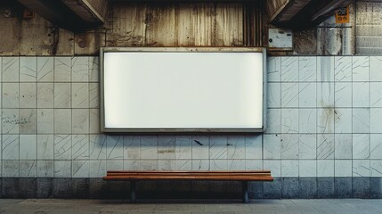 Empty Canvas Poster Displayed at Train Station