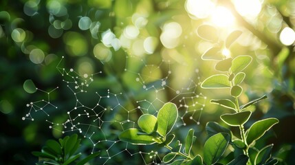 Background photos of plants with biochemical structures