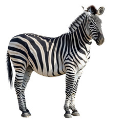 Obraz premium Zebra Side View Isolated on Transparent or White Background, PNG