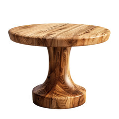 Wooden Round Table Isolated on Transparent or White Background, PNG
