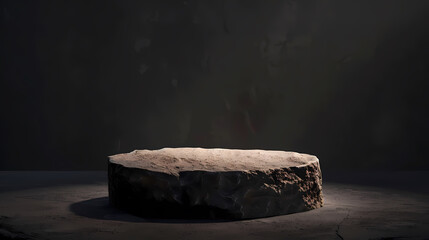 Round stone platform on dark background