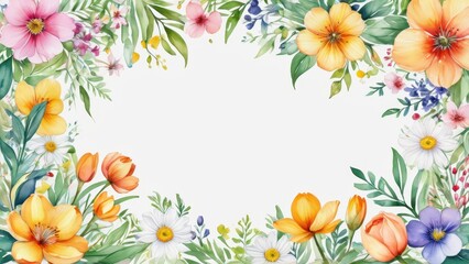 Floral Watercolor Border.