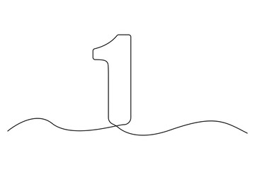 Obraz premium Number one outline. Minimalist vector illustration. Continuous black line. Simple abstract design.