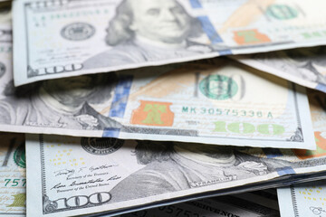 Dollar banknotes as background. Money and finance