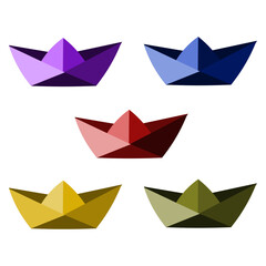 set of origami paper boats. 