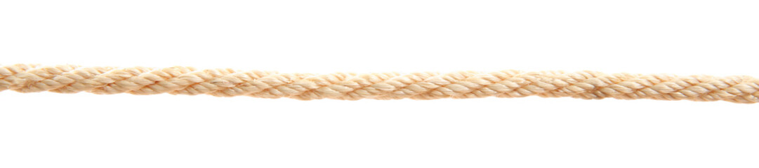 Hemp rope on white background. Organic material