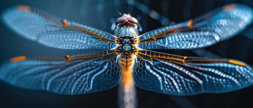 A supernatural scene reveals a snakefly weaving intricate patterns in the air, its elongated body gliding with mesmerizing precision