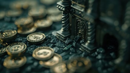 A supernatural scene where economic stability is achieved through a balanced approach to currency pegs and floating exchange rates