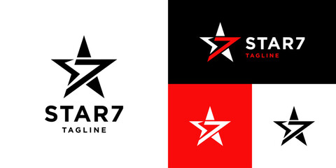 Vector design template of star logo combined with the number 7.
Symbol icon EPS 10.