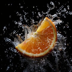 Mystic photo of Navel Orange, isolated on black background