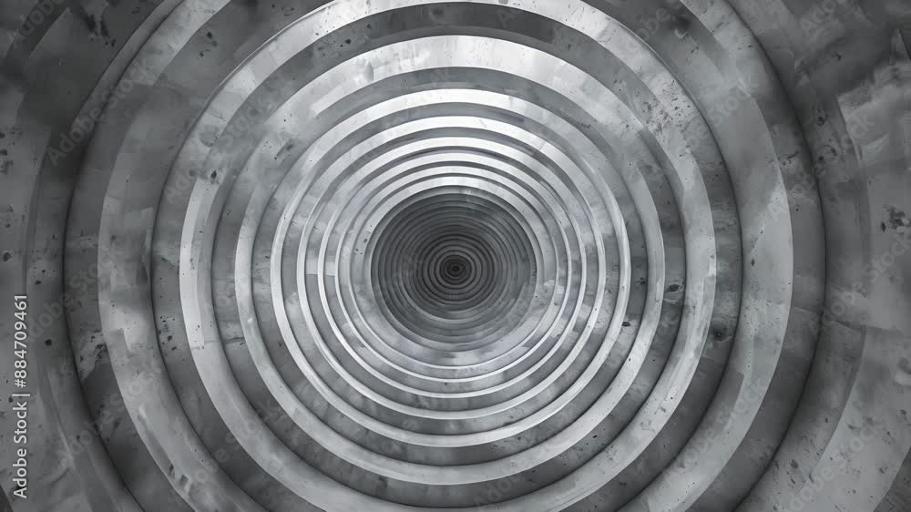 Poster a symmetrical composition of concentric circles in shades of gray representing the eye of an abstrac