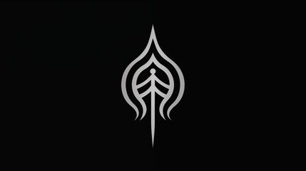 Abstract Elegant Symbol with Mystical and Ornamental Design in Monochrome