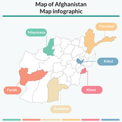 Afghanistan map infographic. Map of Afghanistan infographic.