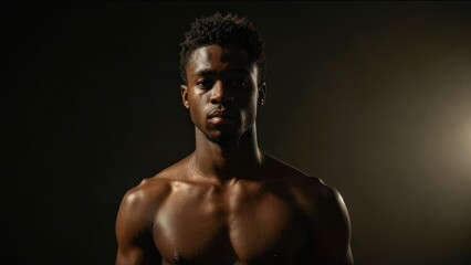 Portrait of a young African American man with a serious expression.