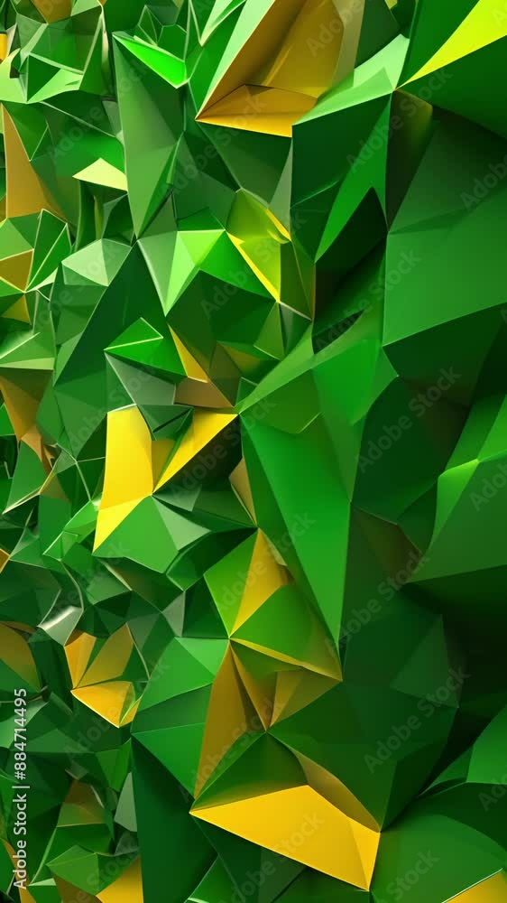 Poster triangular patterns in shades of green and yellow make for a whimsical geometric curtain.