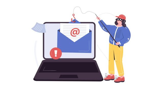 Email phishing attack Animated Illustration
