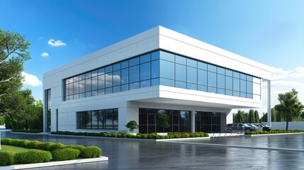 Modern double story suburban office building with a standard appearance