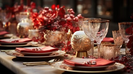 christmas table setting HD 8K wallpaper Stock Photographic Image 