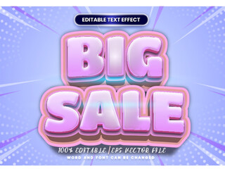 Promotions text template for ads. Big sale editable text effect with cartoon style effect.
