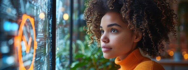  Woman using a laptops computer show a Privacy Lock icon on virtual screen interfaces 