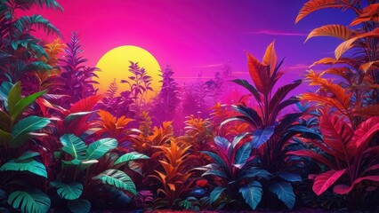 Tropical Sunset Landscape.