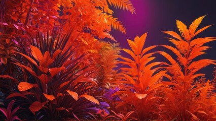Orange and Purple Tropical Foliage.