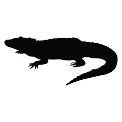 crocodile vector silhouette design. black on a white background.