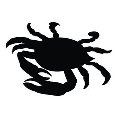 crab vector silhouette design. black on a white background.