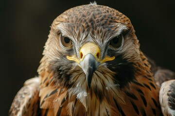 Obraz premium Closeup of a falcon showing piercing eyes and exquisite feather details