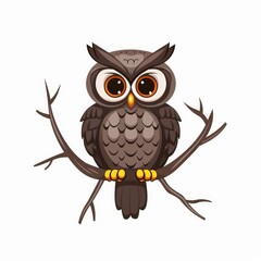 Fototapeta premium A cartoon owl is perched on a branch