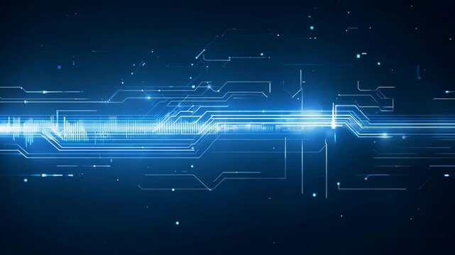 Futuristic Circuit Board with Glowing Blue Connections and Nodes
