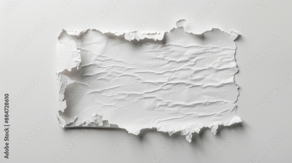 Poster simple elegance - white torn paper minimalist design with soft lighting and delicate shadows on whit
