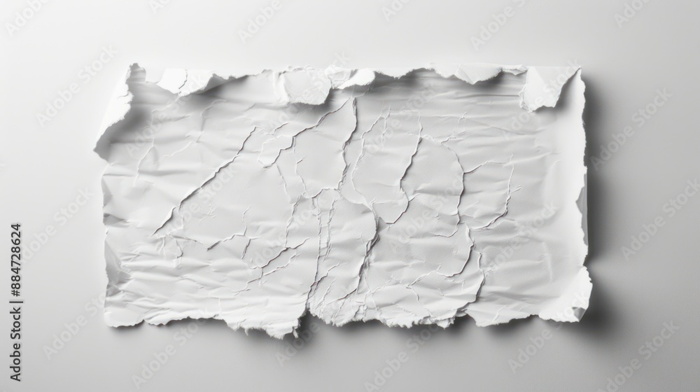 Aufkleber minimalist white paper sheet with torn edges on off-center white background - clean and simple compo