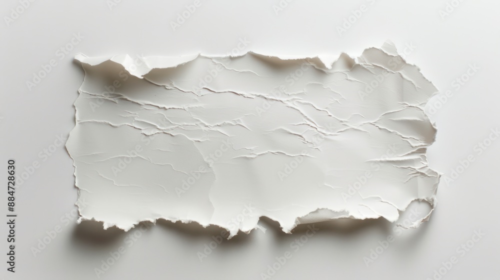 Aufkleber minimalist white paper with torn edges against soft background light., generative ai