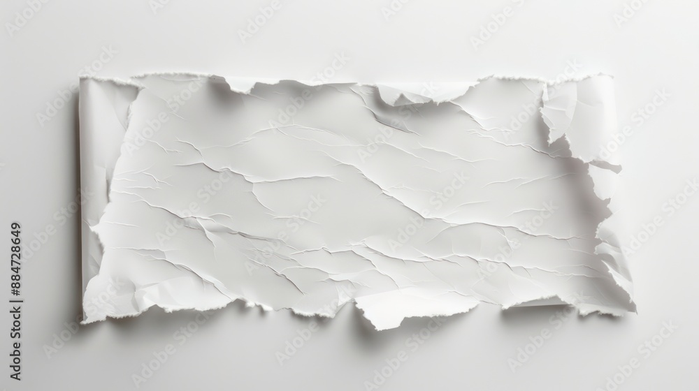 Aufkleber minimalist white paper with torn edges - clean and elegant design on white background with soft ligh