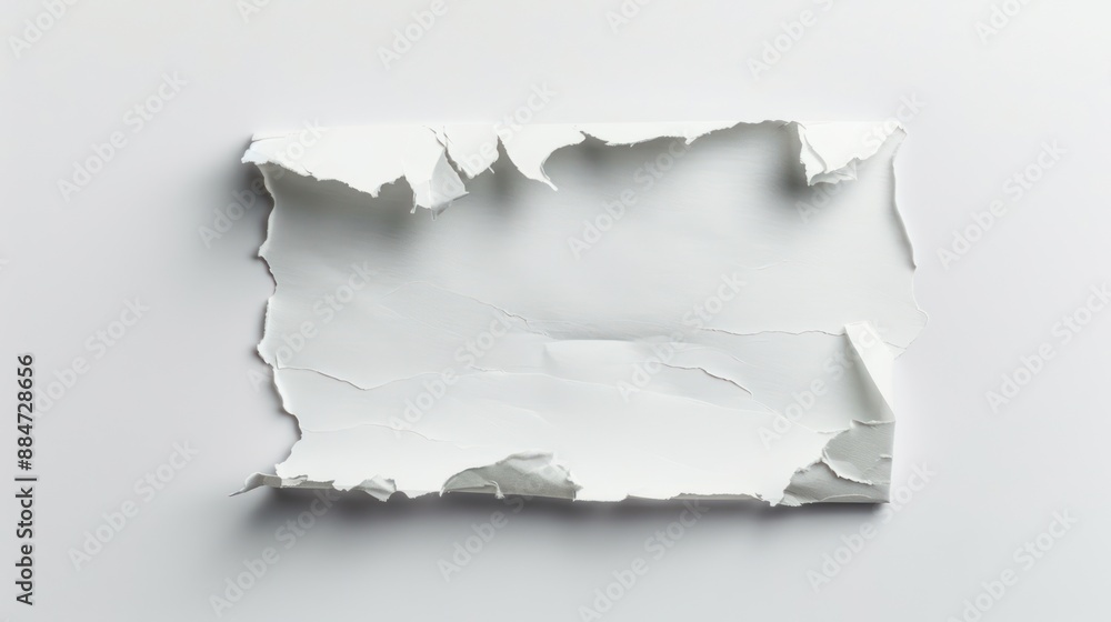 Aufkleber minimalist white paper with torn edges on plain background. clean, simple design with soft lighting 
