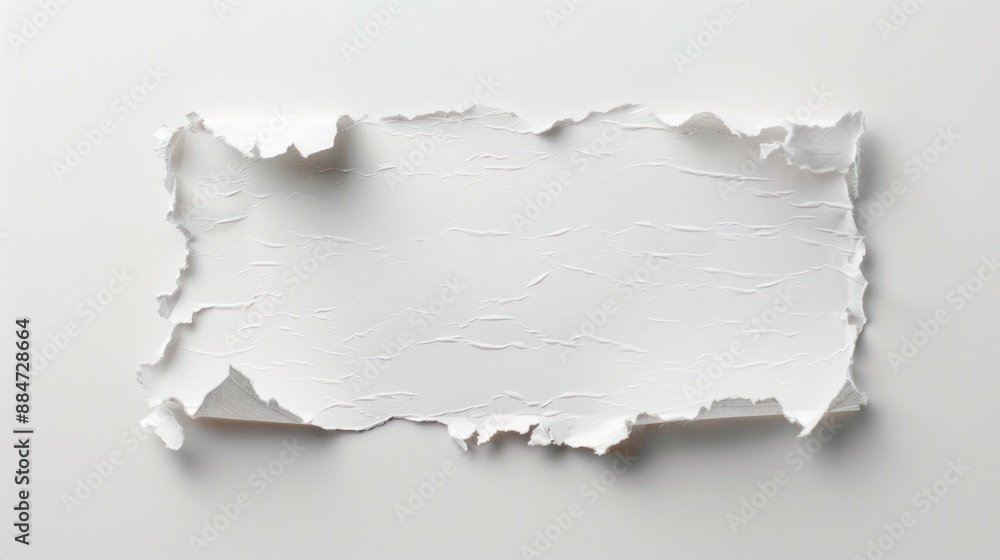 Poster minimalist white paper with torn edges on soft background for modern design concept, generative ai