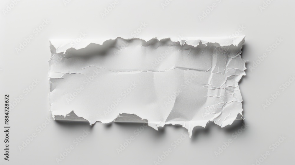 Poster minimalist white paper with torn edges on soft background | modern design concept with crisp shadows