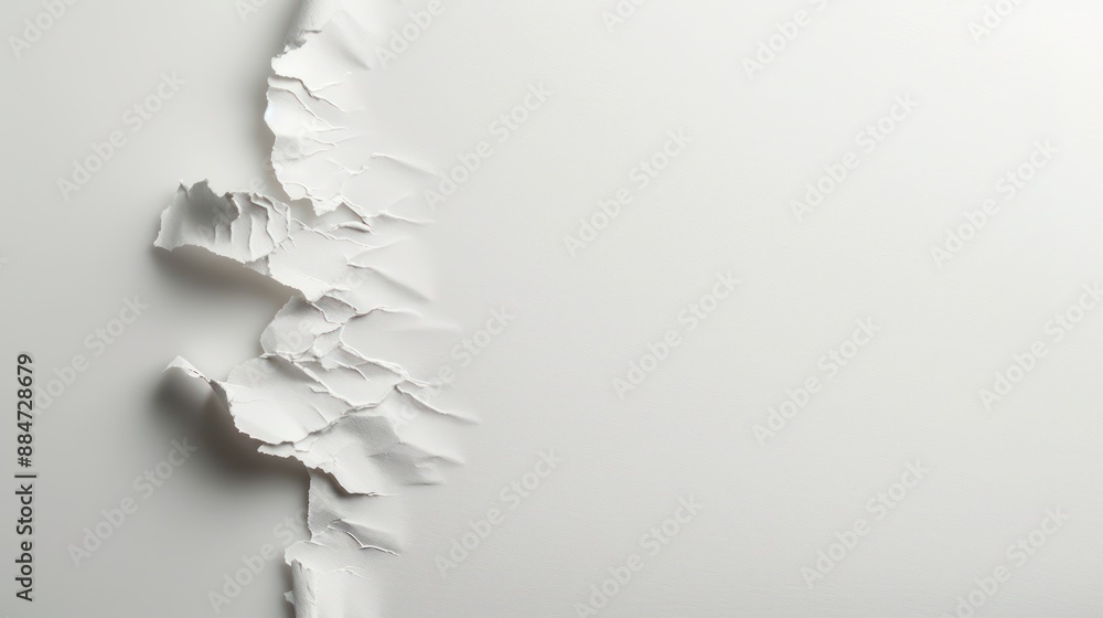 Aufkleber minimalist white paper with torn edges against white background with soft lighting and texture - cle