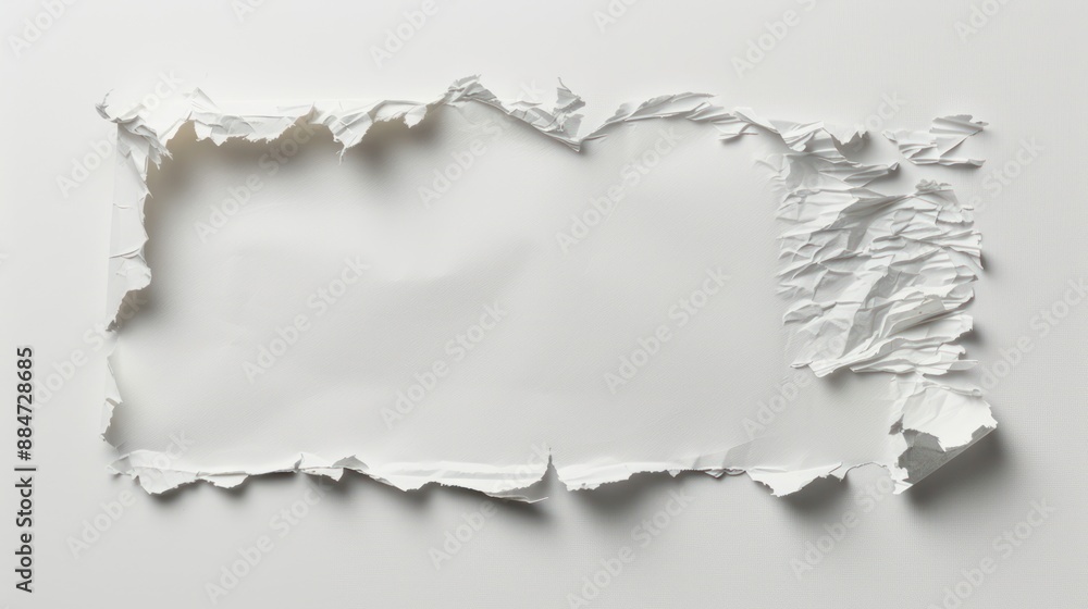 Aufkleber minimalist white paper with torn edges on blank background for text or graphics design | soft shadow
