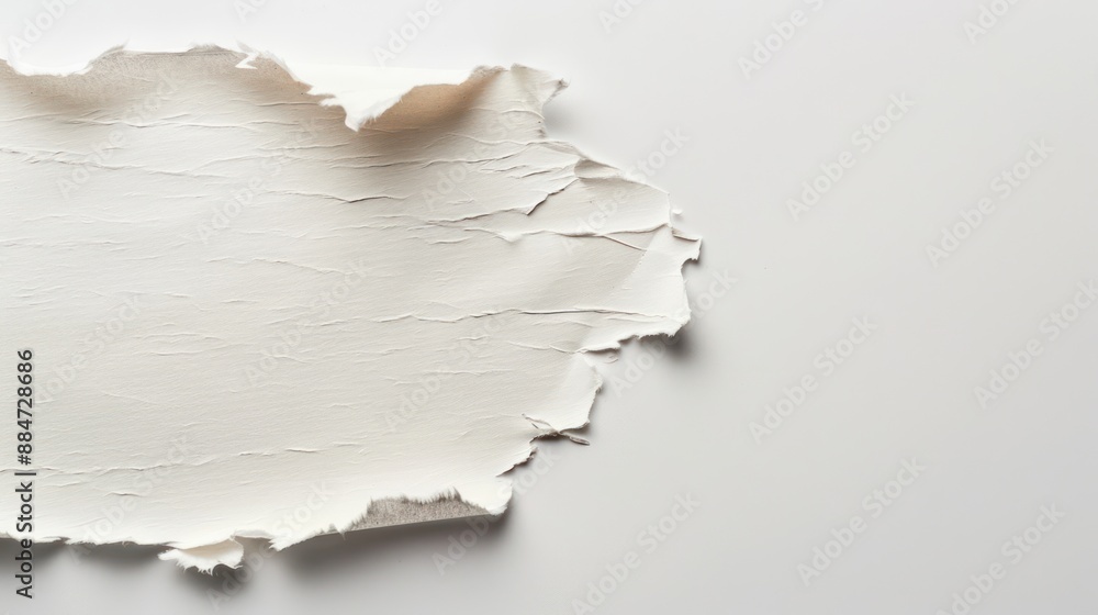 Aufkleber minimalist white paper with torn edges on soft white background | clean lines abstract composition w