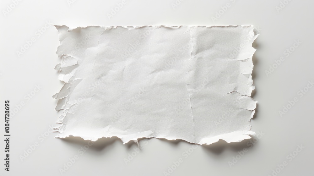 Poster minimalist blank white paper with torn edges against white background for text or graphics design co